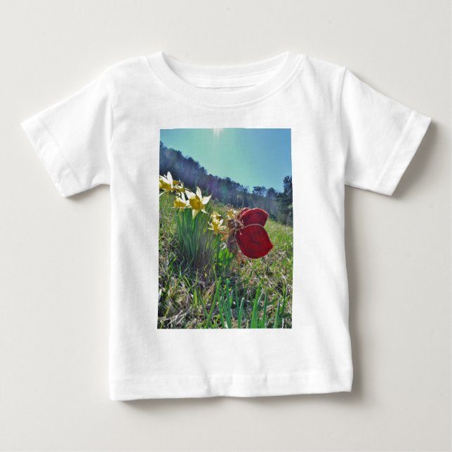 T-shirt Pour Bébé Fleurs et fleurs jaunes (Devant)