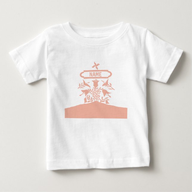 T-shirt Pour Bébé Fleurs hollandaises roses, ajouter des noms (Devant)