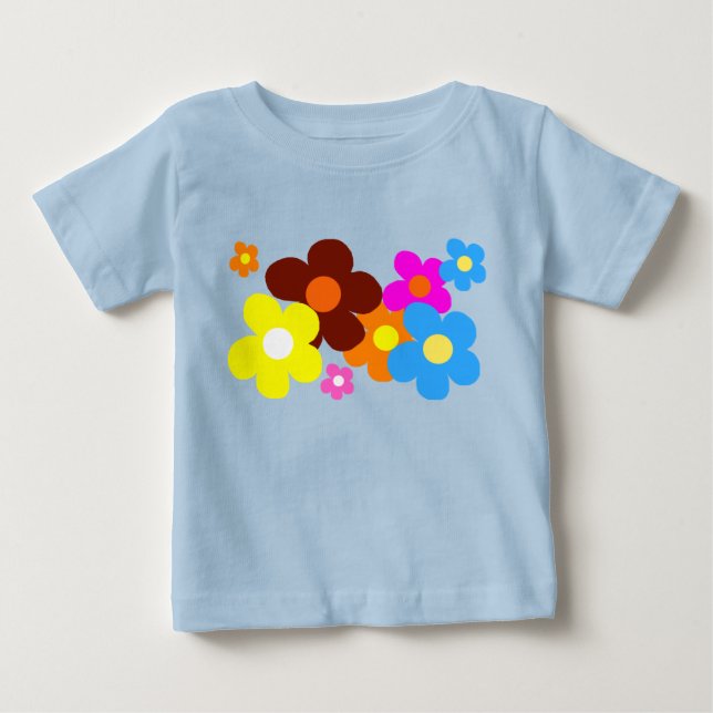 T-shirt Pour Bébé Fleurs Jollies Bleu Clair (Devant)