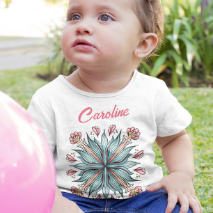 T-shirt Pour Bébé Fleurs printanières : Nom floral géométrique