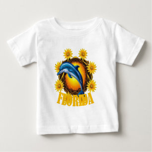 T-shirt Pour Bébé Fleurs sauvages de Floride et dessin animé d'un ma