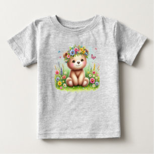 T-shirt Pour Bébé Fleurs sauvages et papillons très mignons 