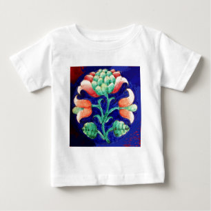 T-SHIRT POUR BÉBÉ FLEURS STYLISÉES / ROUGE VERT VERT BLEU FLORAL