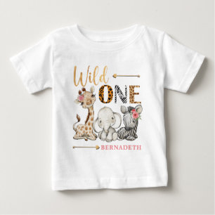 T-shirt Pour Bébé Floral PERSONNALISÉ SAUVAGE UN Safari premier anni
