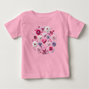 T-shirt Pour Bébé Floral Valentine's Day Heart
