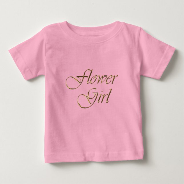 T-shirt Pour Bébé Flower Girl or script élégant rose chic (Devant)