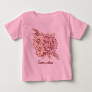 T-shirt Pour Bébé Flower Illustration vêtements de nom personnalisé