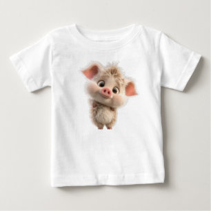 T-shirt Pour Bébé Fluffy Piglet avec de grands yeux