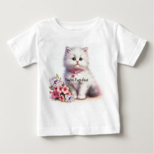 T-shirt Pour Bébé Fluffy White Kitten Vous êtes Purr-fect