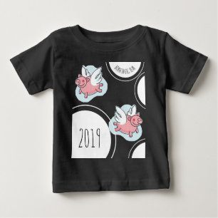 T-shirt Pour Bébé Flying Pigs New Baby born custom Année Black Baby 