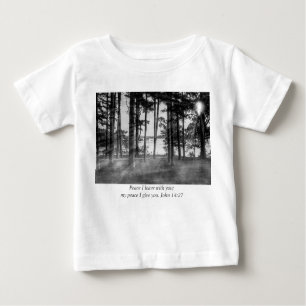 T-shirt Pour Bébé Foggy Trees À Table Rock Grayscale Bible Verse
