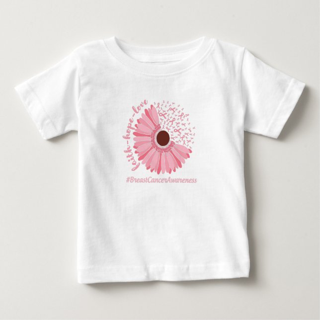T-shirt Pour Bébé Foi, Espoir, Amour - Sensibilisation au cancer du  (Devant)