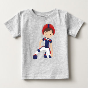 T-shirt Pour Bébé Football Américain, Joli Garçon, Cheveux Brown, Ru