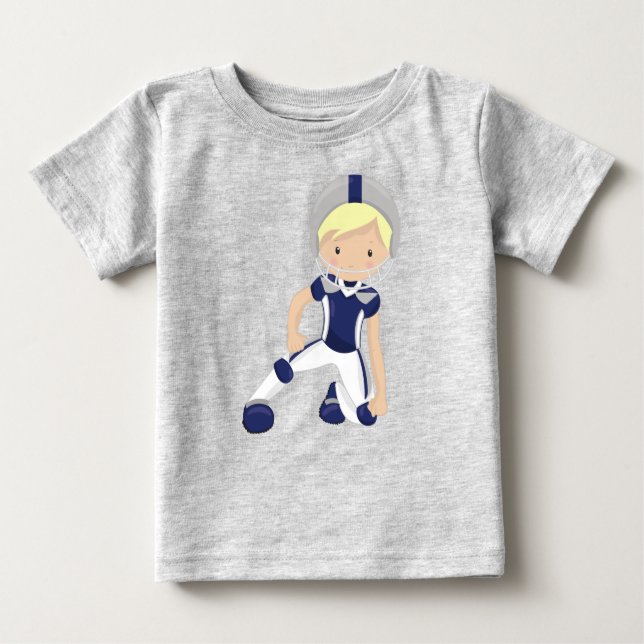 T-shirt Pour Bébé Football Américain, Rugby, Beau Garçon, Cheveux Bl (Devant)
