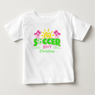 T-shirt Pour Bébé Football Féminin Palmiers Ensoleillés