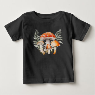 T-shirt Pour Bébé Forêt Fantaisiste Champignon Ferme de Style Vintag