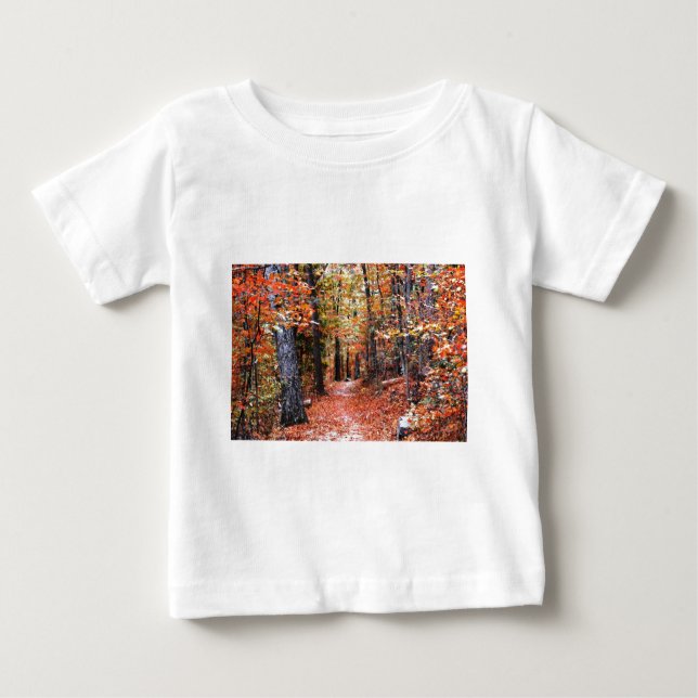 T-shirt Pour Bébé Forêt peinte sentier d'automne Cadeaux d'aquarelle (Devant)