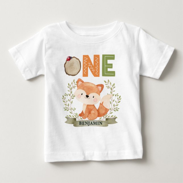 T-shirt Pour Bébé Forêt personnalisée Ist Birthday Forêt Fox (Devant)