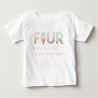 Four is Sweet Ice Cream Birthday Shirt