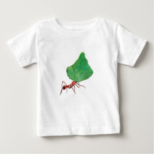 T-shirt Pour Bébé Fourmi portant une grosse feuille