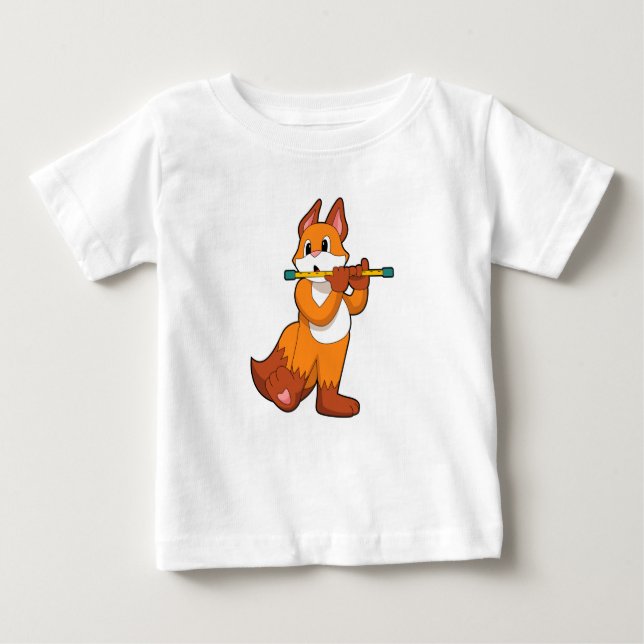 T-shirt Pour Bébé Fox à la musique avec Flute.PNG (Devant)