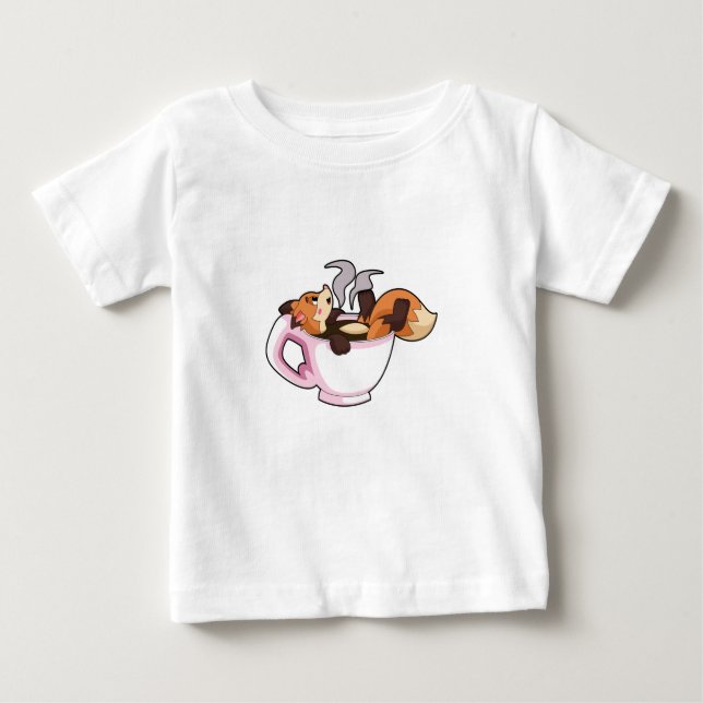 T-shirt Pour Bébé Fox with Coffee (Devant)
