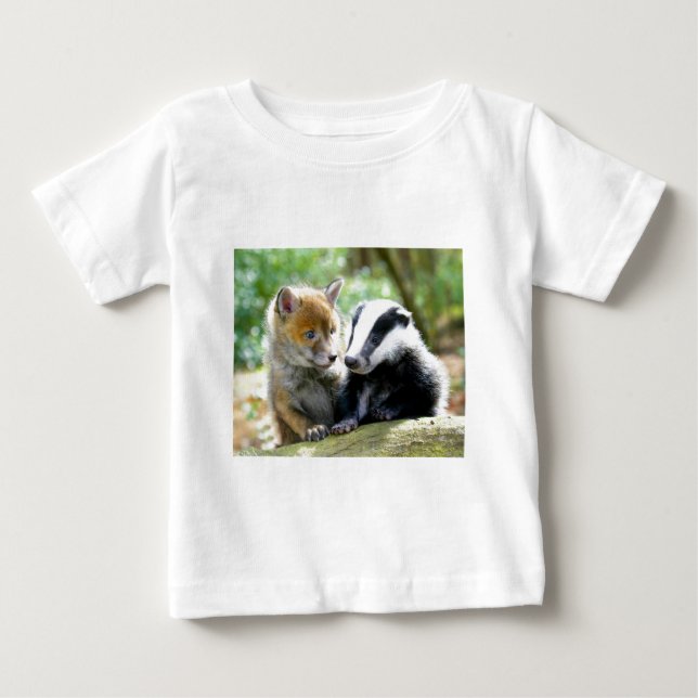 T-shirt Pour Bébé Foxcub & Badger Cute ! (Devant)