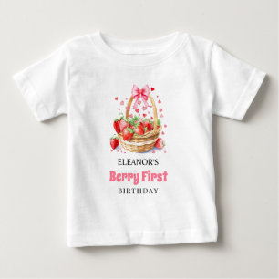 T-shirt Pour Bébé Fraises et arc rose Berry Premier anniversaire