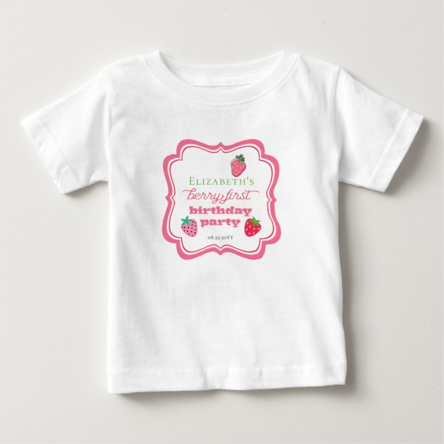 T-shirt Pour Bébé Fraises Fille Berry Premier anniversaire fête (Devant)