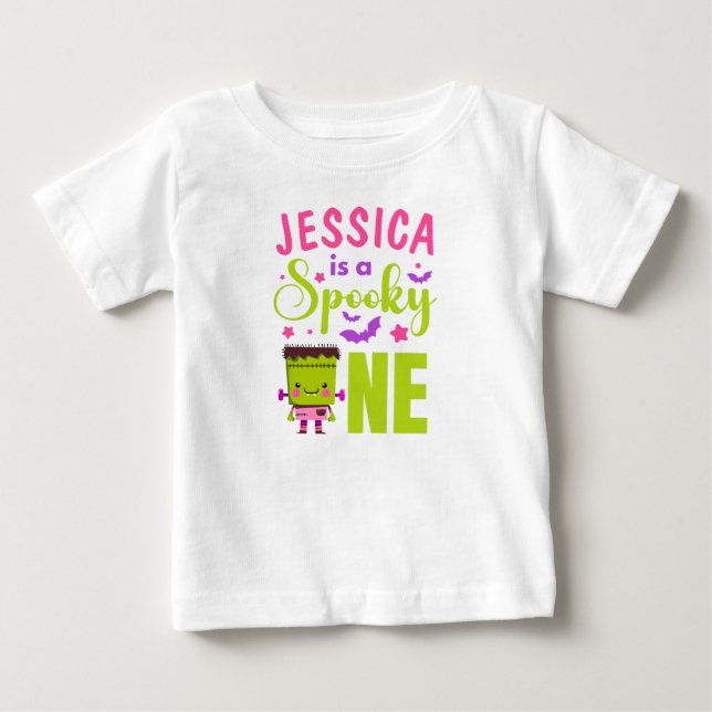 T-shirt Pour Bébé Frankenstein Monster Éffrayant Un nom d'Halloween (Devant)