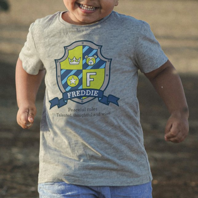 T-shirt Pour Bébé Freddie lettre F nom des garçons signifiant blason (Créateur téléchargé)