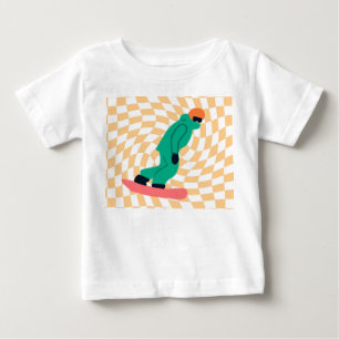 T-shirt Pour Bébé Freeride Snowboardeur En Costume Vert À damiers