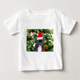T-shirt Pour Bébé French Bulldog Arbre de Noël Ornements Snowman