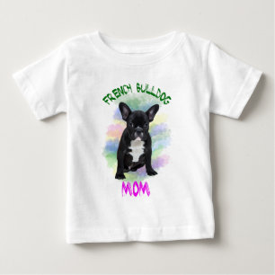 T-shirt Pour Bébé French Bulldog Mom Water Color Oil Peinture Art