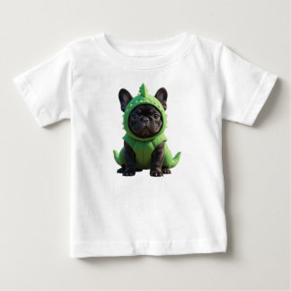 T-shirt Pour Bébé Frenchie dinosaure vert