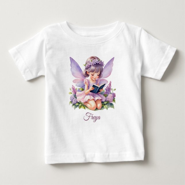 T-shirt Pour Bébé Freya Lilac Fée Personnalisée T-shirt bébé (Devant)