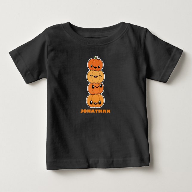 T-shirt Pour Bébé Friandises d'Halloween Citrouilles (Devant)