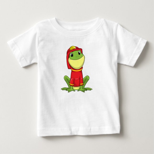 T-shirt Pour Bébé Frog as Firefighter avec Helmet (Devant)