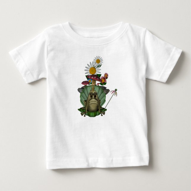 T-shirt Pour Bébé Frog Princess Champignons Fleurs  (Devant)