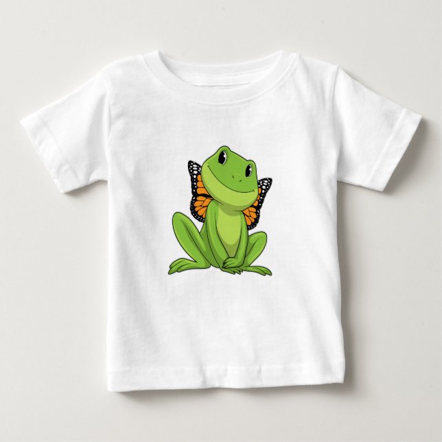 T-shirt Pour Bébé Frog with Butterfly (Devant)