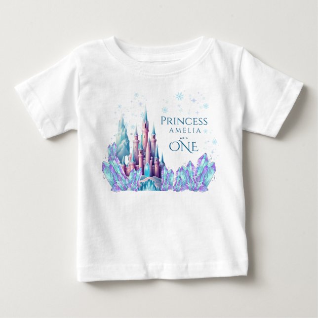 T-shirt Pour Bébé Frozen 1st Birthday Cartoon Castle First Birthday  (Devant)