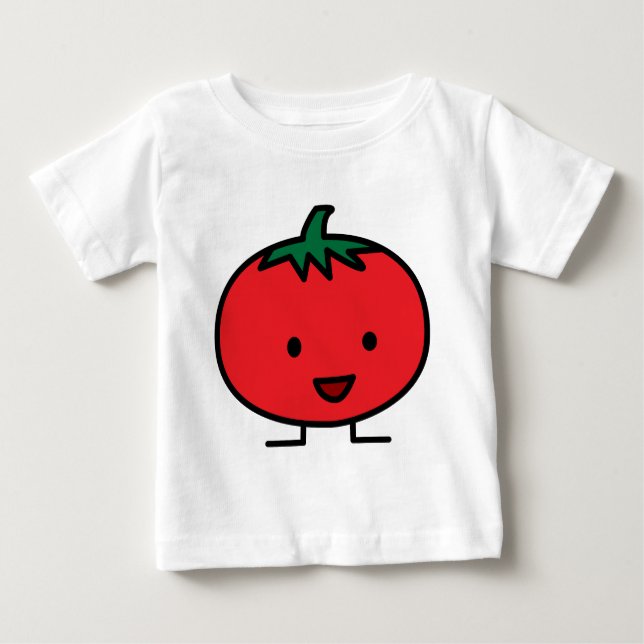 T-shirt Pour Bébé Fruit végétal rouge de tomate heureuse (Devant)