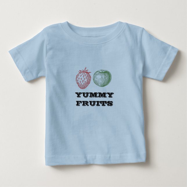 T-shirt Pour Bébé Fruits Bébé Bleu Clair (Devant)