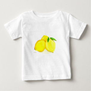 T-shirt Pour Bébé Fruits de citron jaune aquarelle Citrus moderne