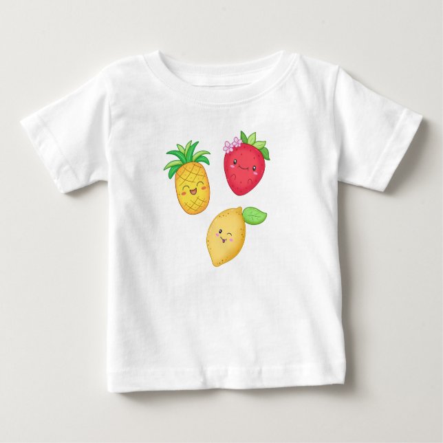 T-shirt Pour Bébé Fruits mignons Fraise citron ananas été (Devant)