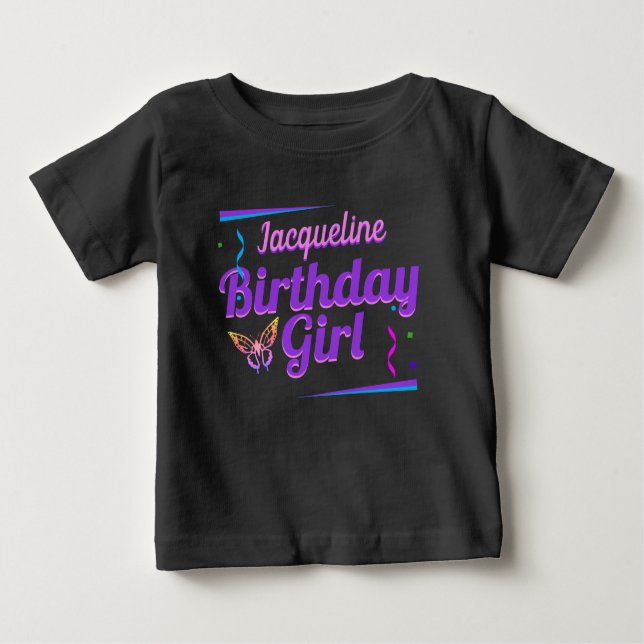 T-shirt Pour Bébé Fun Birthday Girl with Baby Name (Devant)