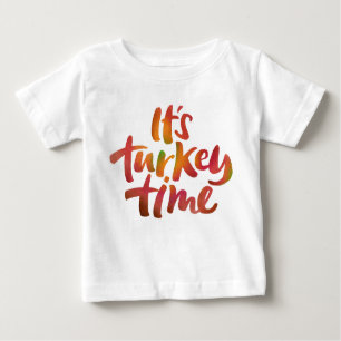 T-shirt Pour Bébé Fun Colorful It's Turkey Time Thanksgiving Dîner