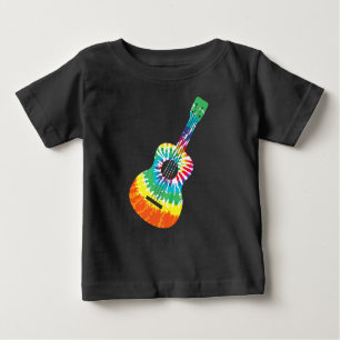 T-shirt Pour Bébé Fun Hippie Rainbow Tie Dye Acoustique Guitare Prem