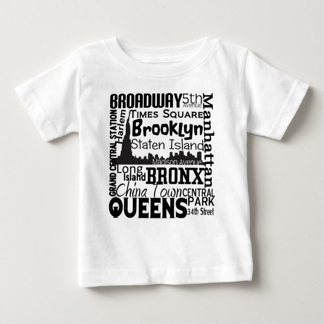 T-shirt Pour Bébé FUN NYC Word CLOUD Inspiré Graphique TEL (Devant)