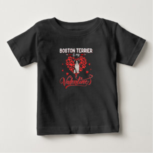 T-shirt Pour Bébé Funky Boston Terrier Est Ma Valentine